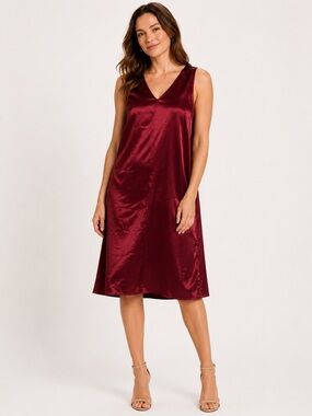WAYF • NWOT $98 USD V-Neck Slip Dress in Burgundy PTP 20”